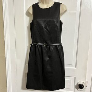 Michael Michael Kors Black Faux Leather Belted Sheath Dress Size 6 M2